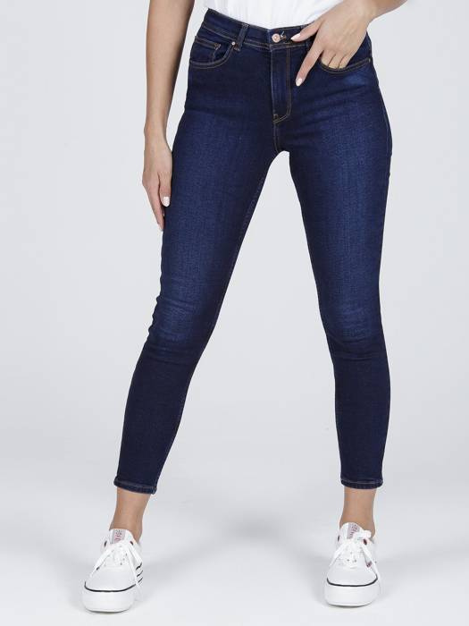 CROSS JEANS - GRANATOWE JEANSY Z WYSOKIM STANEM JUDY P 429-059