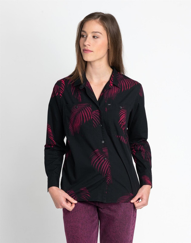 LEE - CZARNA KOSZULA Z NADRUKIEM W LIŚCIE L46QBQ01