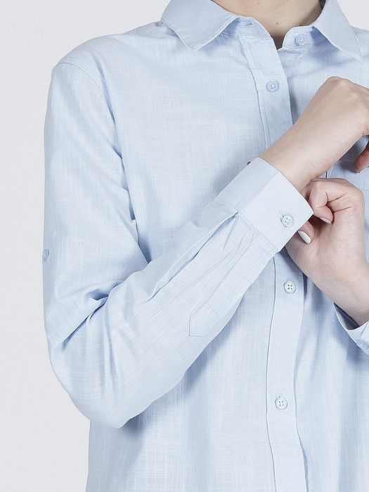 CROSS JEANS - NIEBIESKA KOSZULA Z KIESZONKĄ 75186-071