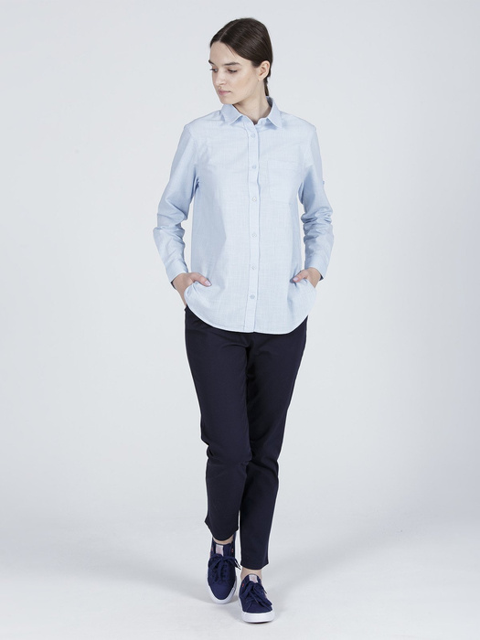 CROSS JEANS - NIEBIESKA KOSZULA Z KIESZONKĄ 75186-071