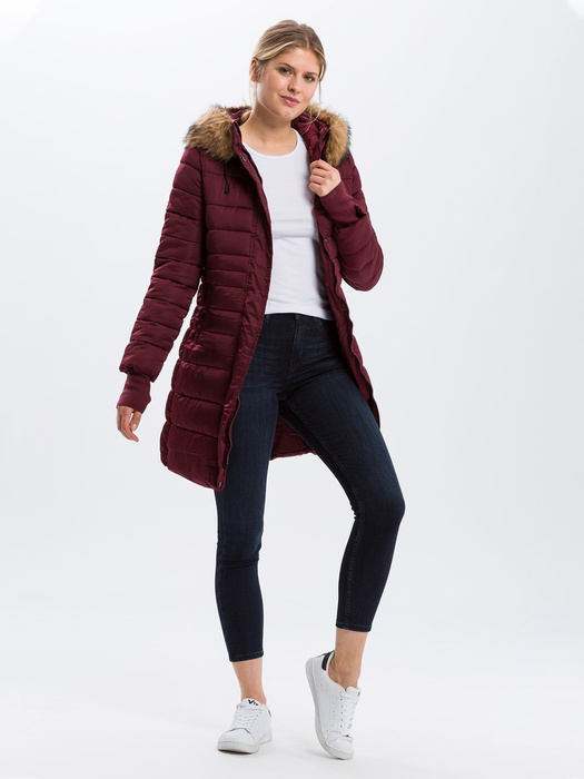 CROSS JEANS - BORDOWY PŁASZCZYK DAMSKI