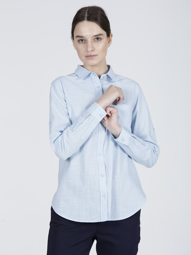 CROSS JEANS - NIEBIESKA KOSZULA Z KIESZONKĄ 75186-071