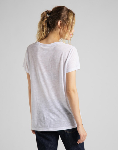 Damska koszulka Lee V Neck Tee L41JENLJ w kolorze Bright White.
