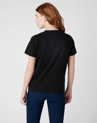 Damski T-Shirt z logo Wrangler W7N9GH100 w kolorze czarnym