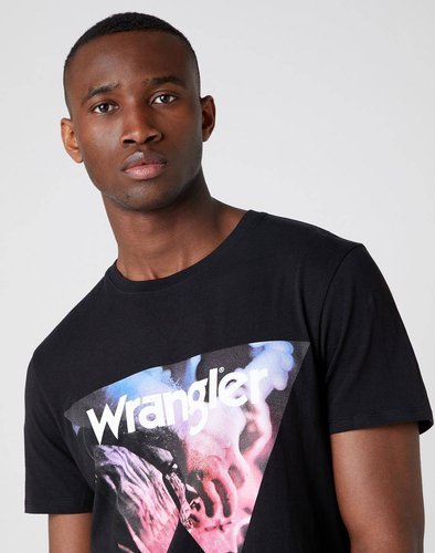 Męska koszulka Wrangler COWBOY COOL TEE W7G7FK100 w kolorze czarnym